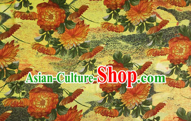 Chinese Traditional Chrysanthemum Pattern Yellow Silk Fabric Mulberry Silk Fabric Hanfu Dress Material Chinese Traditional Chrysanthemum Pattern Yellow Silk Fabric Mulberry Silk Fabric Hanfu Dress Material