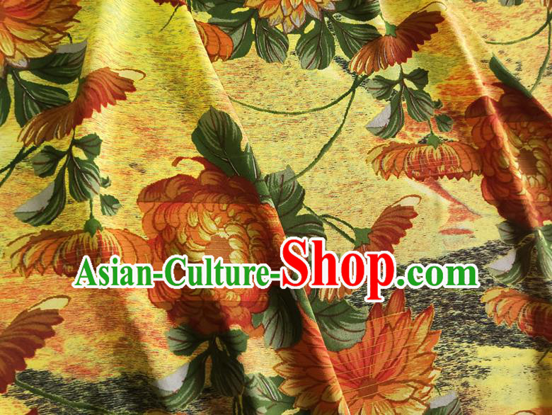 Chinese Traditional Chrysanthemum Pattern Yellow Silk Fabric Mulberry Silk Fabric Hanfu Dress Material Chinese Traditional Chrysanthemum Pattern Yellow Silk Fabric Mulberry Silk Fabric Hanfu Dress Material