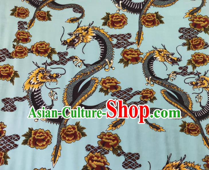 Chinese Traditional Dragon Pattern Light Blue Silk Fabric Mulberry Silk Fabric Hanfu Dress Material Chinese Traditional Dragon Pattern Light Blue Silk Fabric Mulberry Silk Fabric Hanfu Dress Material
