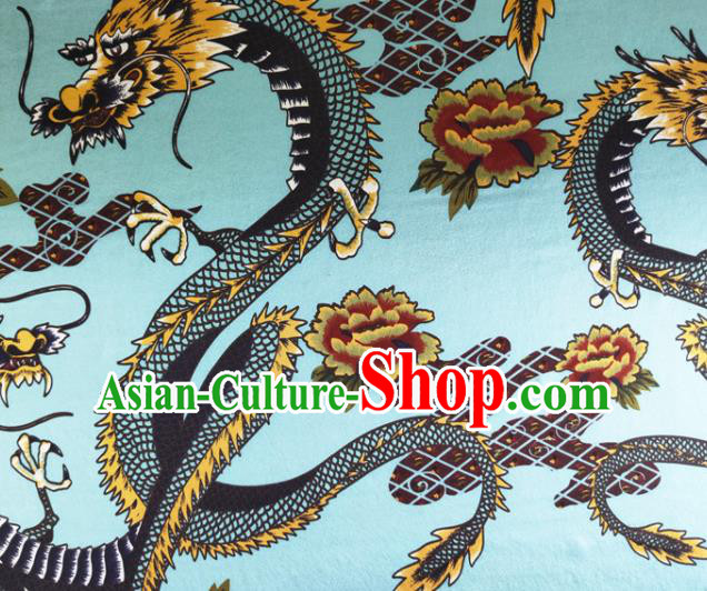 Chinese Traditional Dragon Pattern Light Blue Silk Fabric Mulberry Silk Fabric Hanfu Dress Material Chinese Traditional Dragon Pattern Light Blue Silk Fabric Mulberry Silk Fabric Hanfu Dress Material