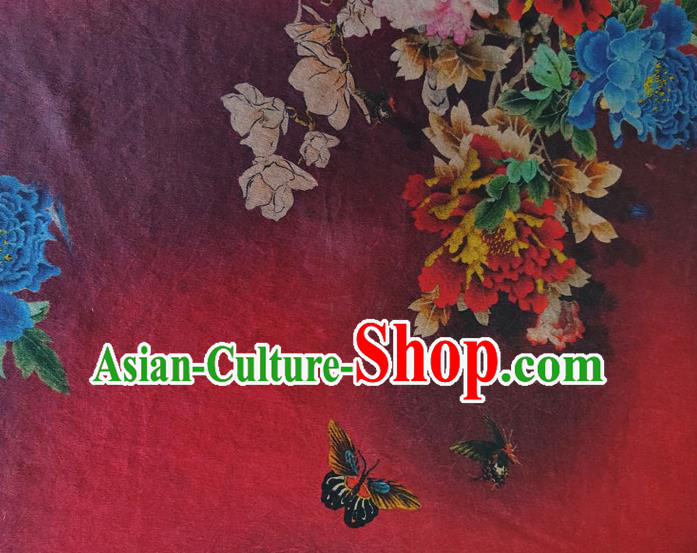 Chinese Traditional Magnolia Peony Pattern Red Silk Fabric Mulberry Silk Fabric Hanfu Dress Material Chinese Traditional Magnolia Peony Pattern Red Silk Fabric Mulberry Silk Fabric Hanfu Dress Material