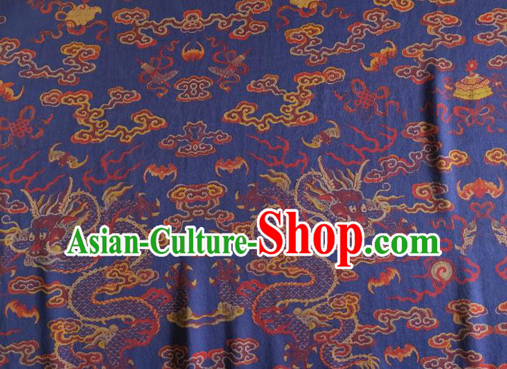 Chinese Traditional Cloud Dragon Pattern Blue Silk Fabric Mulberry Silk Fabric Hanfu Dress Material Chinese Traditional Cloud Dragon Pattern Blue Silk Fabric Mulberry Silk Fabric Hanfu Dress Material
