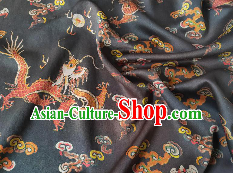 Chinese Traditional Cloud Dragon Pattern Black Silk Fabric Mulberry Silk Fabric Hanfu Dress Material Chinese Traditional Cloud Dragon Pattern Black Silk Fabric Mulberry Silk Fabric Hanfu Dress Material