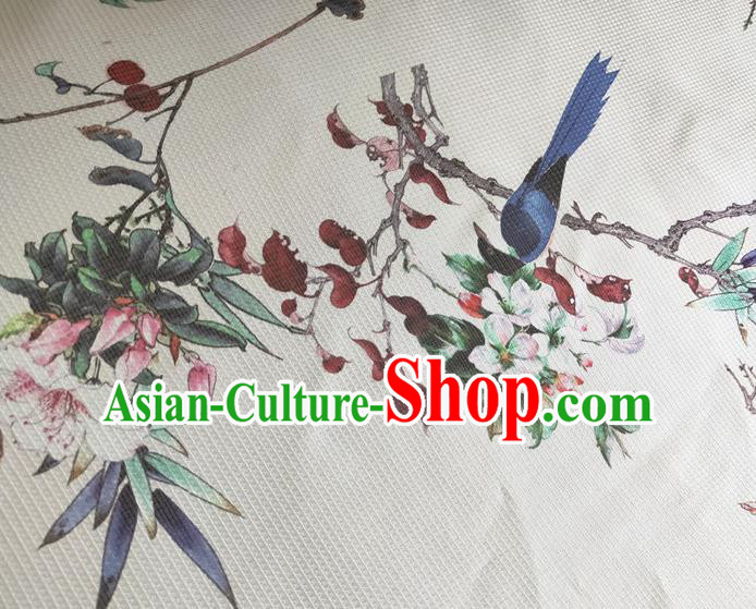 Chinese Traditional Begonia Pattern White Silk Fabric Mulberry Silk Fabric Hanfu Dress Material Chinese Traditional Begonia Pattern White Silk Fabric Mulberry Silk Fabric Hanfu Dress Material