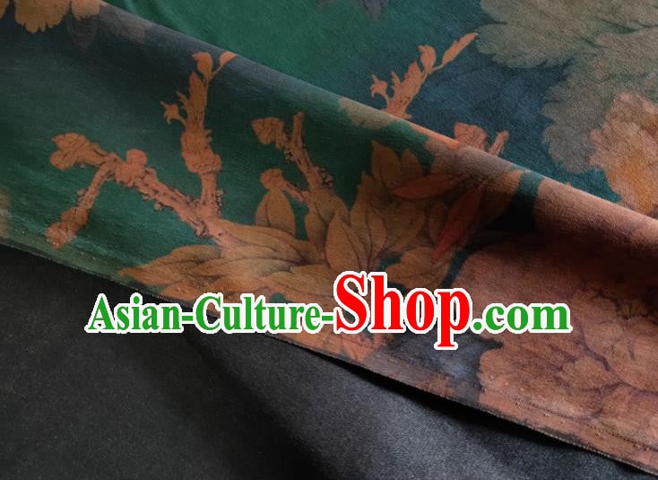 Chinese Traditional Peony Pattern Green Silk Fabric Mulberry Silk Fabric Hanfu Dress Material Chinese Traditional Peony Pattern Green Silk Fabric Mulberry Silk Fabric Hanfu Dress Material