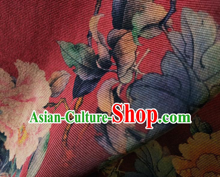 Chinese Traditional Peony Flowers Pattern Red Silk Fabric Mulberry Silk Fabric Hanfu Dress Material Chinese Traditional Peony Flowers Pattern Red Silk Fabric Mulberry Silk Fabric Hanfu Dress Material