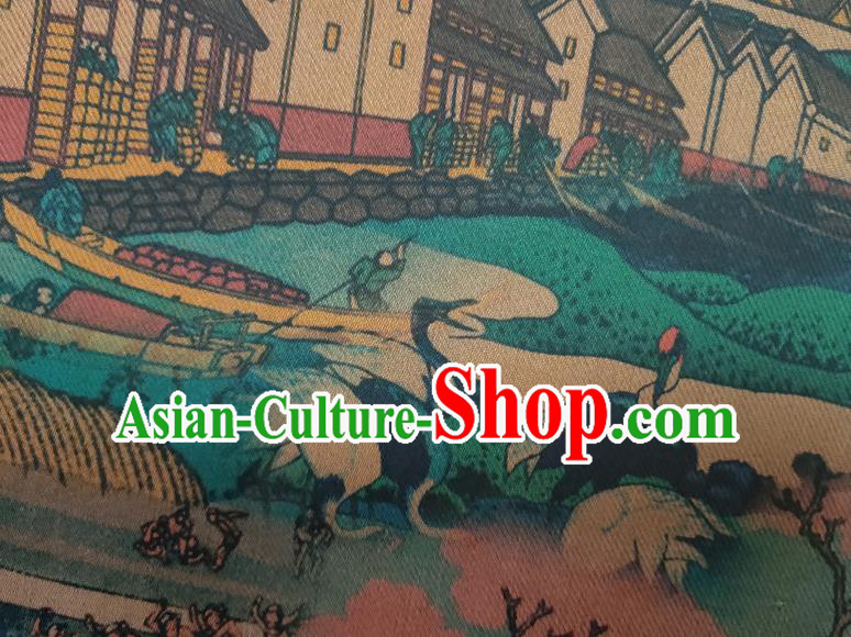 Chinese Traditional View Pattern Blue Silk Fabric Mulberry Silk Fabric Hanfu Dress Material Chinese Traditional View Pattern Blue Silk Fabric Mulberry Silk Fabric Hanfu Dress Material