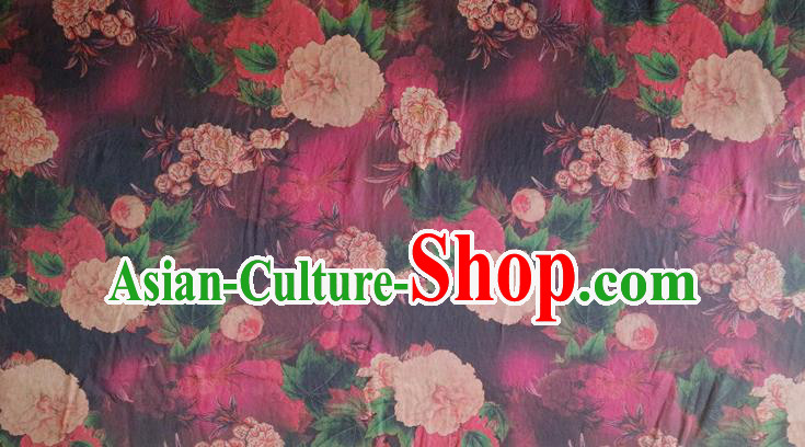 Chinese Traditional Peony Pattern Rosy Silk Fabric Mulberry Silk Fabric Hanfu Dress Material Chinese Traditional Peony Pattern Rosy Silk Fabric Mulberry Silk Fabric Hanfu Dress Material