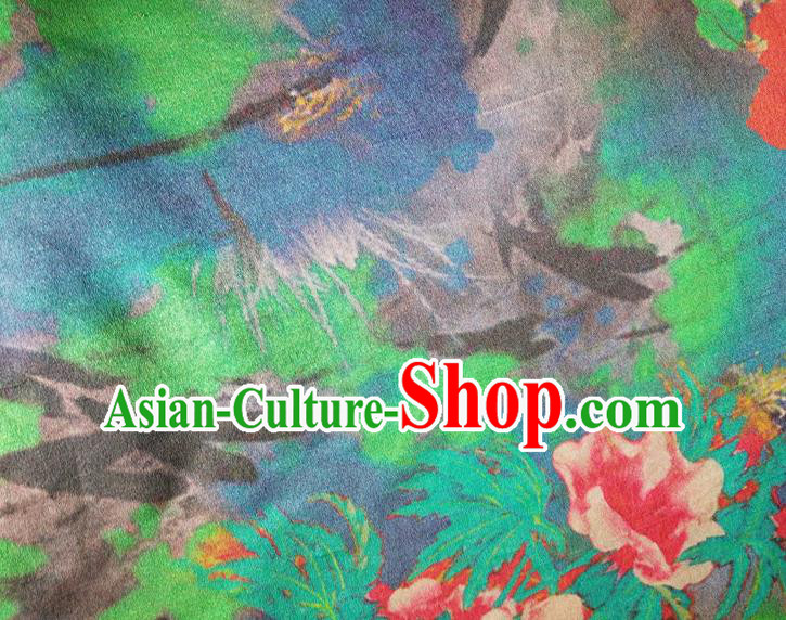 Chinese Traditional Peony Pattern Navy Blue Silk Fabric Mulberry Silk Fabric Hanfu Dress Material Chinese Traditional Peony Pattern Navy Blue Silk Fabric Mulberry Silk Fabric Hanfu Dress Material
