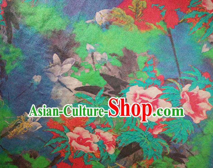 Chinese Traditional Peony Pattern Navy Blue Silk Fabric Mulberry Silk Fabric Hanfu Dress Material Chinese Traditional Peony Pattern Navy Blue Silk Fabric Mulberry Silk Fabric Hanfu Dress Material