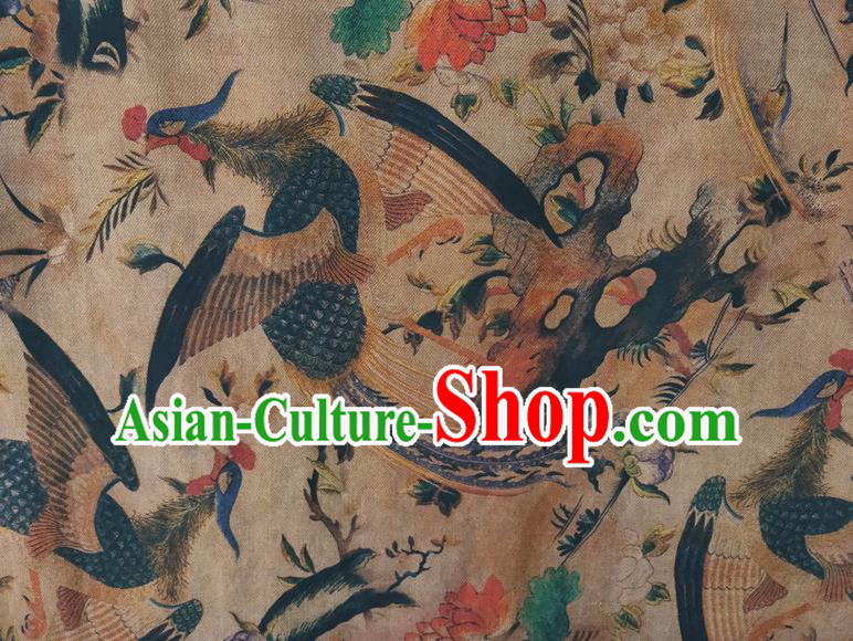 Chinese Traditional Phoenix Pattern Khaki Silk Fabric Mulberry Silk Fabric Hanfu Dress Material Chinese Traditional Phoenix Pattern Khaki Silk Fabric Mulberry Silk Fabric Hanfu Dress Material