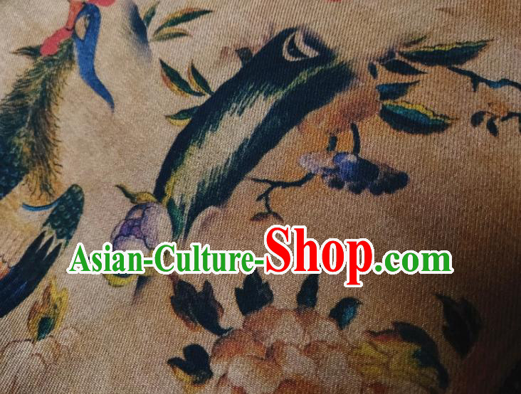 Chinese Traditional Phoenix Pattern Khaki Silk Fabric Mulberry Silk Fabric Hanfu Dress Material Chinese Traditional Phoenix Pattern Khaki Silk Fabric Mulberry Silk Fabric Hanfu Dress Material