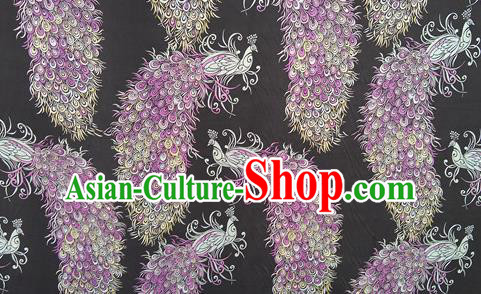 Chinese Traditional Peacock Pattern Black Silk Fabric Mulberry Silk Fabric Hanfu Dress Material Chinese Traditional Peacock Pattern Black Silk Fabric Mulberry Silk Fabric Hanfu Dress Material