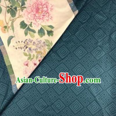 Chinese Traditional Peony Pattern Atrovirens Hanfu Fabric Flax Fabric Hanfu Dress Material