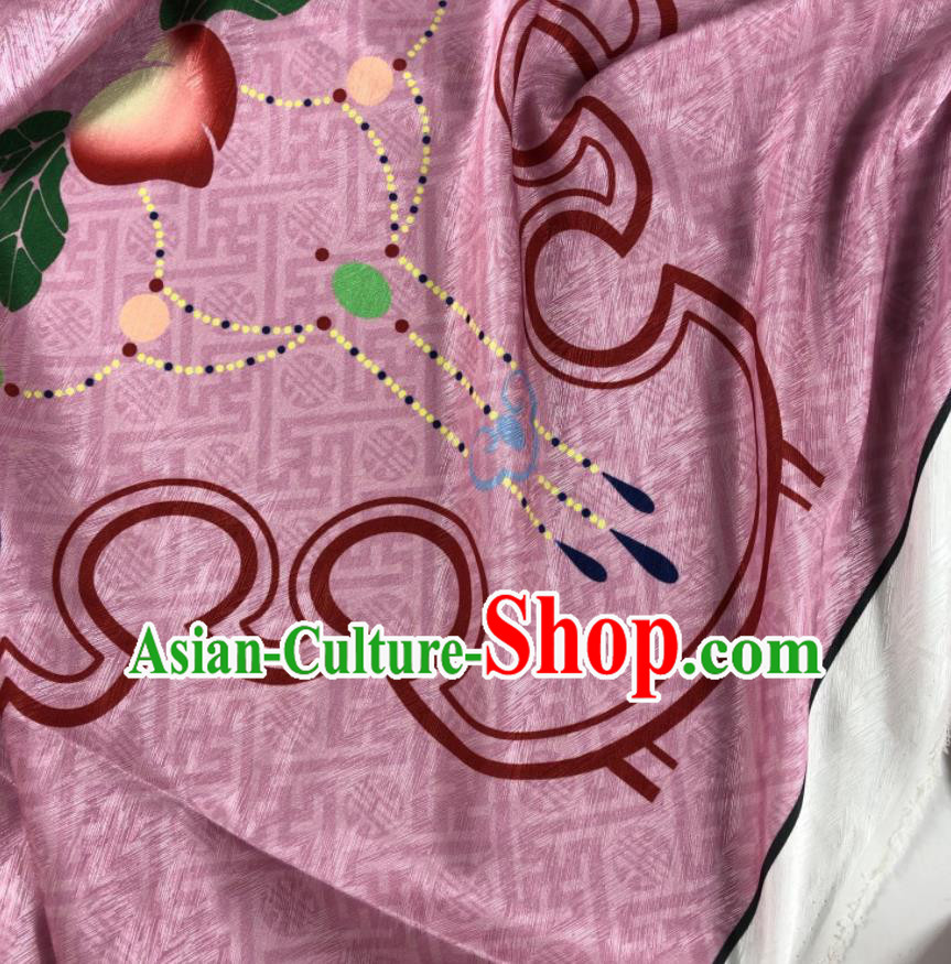Chinese Traditional Peach Pattern Deep Pink Brocade Hanfu Fabric Silk Fabric Hanfu Dress Material Chinese Traditional Peach Pattern Deep Pink Brocade Hanfu Fabric Silk Fabric Hanfu Dress Material