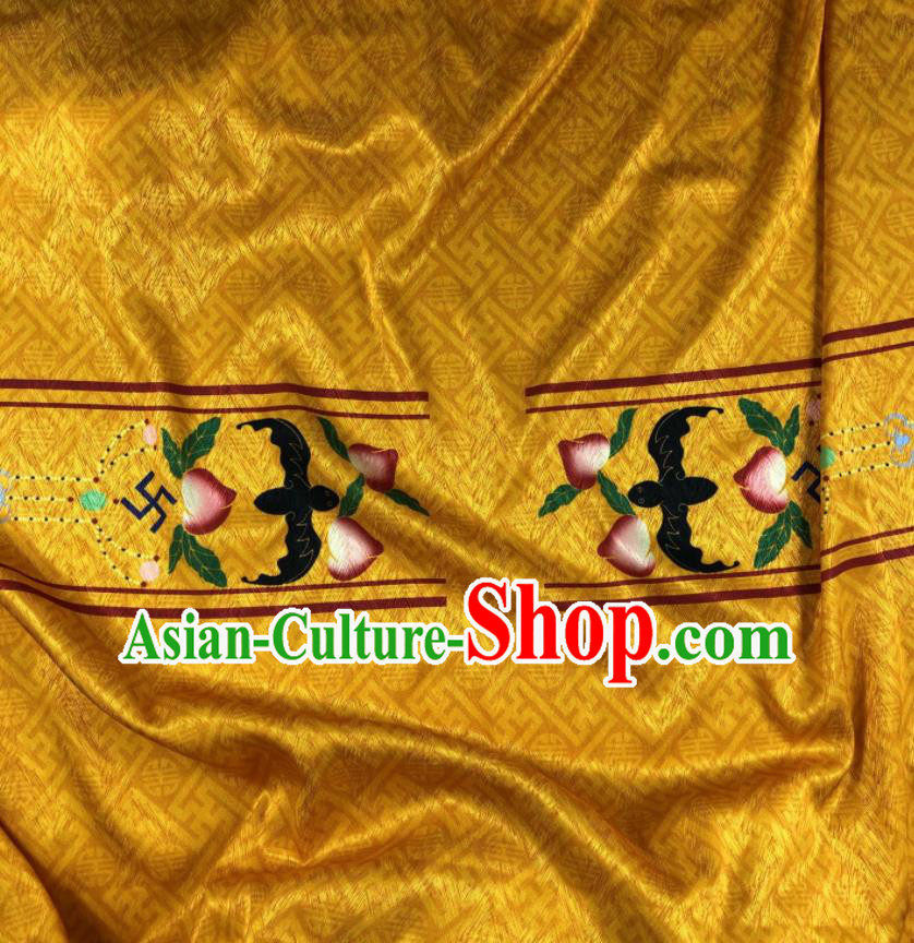 Chinese Traditional Peach Pattern Ginger Brocade Hanfu Fabric Silk Fabric Hanfu Dress Material Chinese Traditional Peach Pattern Ginger Brocade Hanfu Fabric Silk Fabric Hanfu Dress Material