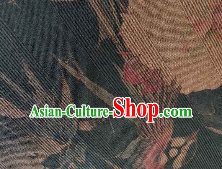 Chinese Traditional Bamboo Peony Pattern Navy Silk Fabric Mulberry Silk Fabric Hanfu Dress Material Chinese Traditional Bamboo Peony Pattern Navy Silk Fabric Mulberry Silk Fabric Hanfu Dress Material