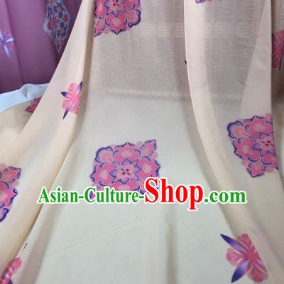Chinese Traditional Classical Pattern Beige Chiffon Fabric Silk Fabric Hanfu Dress Material