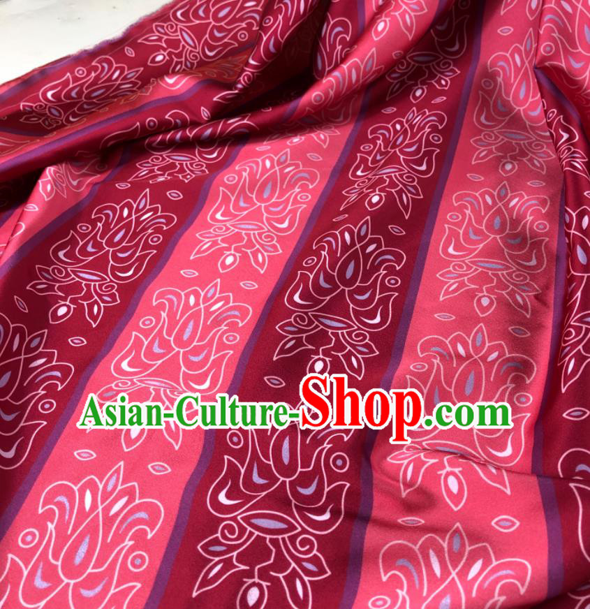 Chinese Traditional Lotus Pattern Rosy Brocade Hanfu Fabric Silk Fabric Hanfu Dress Material Chinese Traditional Lotus Pattern Rosy Brocade Hanfu Fabric Silk Fabric Hanfu Dress Material