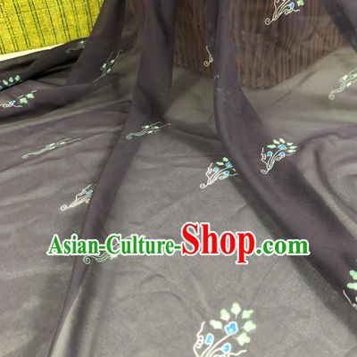 Chinese Traditional Classical Flowers Pattern Black Chiffon Fabric Silk Fabric Hanfu Dress Material