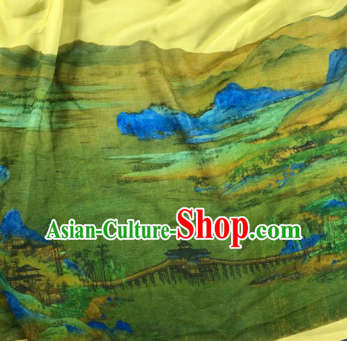 Chinese Traditional Classical Landscape Pattern Chiffon Fabric Silk Fabric Hanfu Dress Material Chinese Traditional Classical Landscape Pattern Chiffon Fabric Silk Fabric Hanfu Dress Material