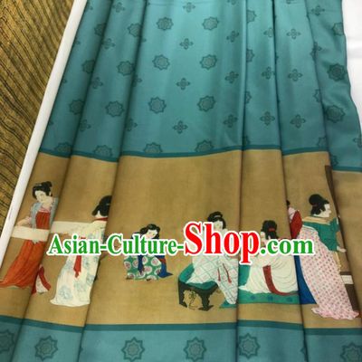 Chinese Traditional Classical Pattern Green Chiffon Fabric Silk Fabric Hanfu Dress Material