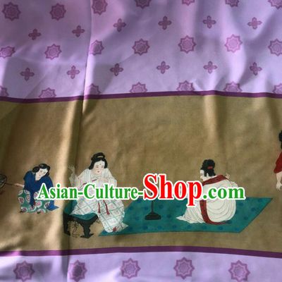 Chinese Traditional Classical Pattern Purple Chiffon Fabric Silk Fabric Hanfu Dress Material