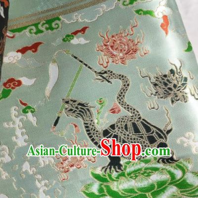 Chinese Traditional Tortoise Pattern Light Green Brocade Hanfu Fabric Silk Fabric Hanfu Dress Material
