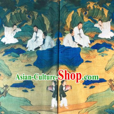 Chinese Traditional Classical Immortals Pattern Flax Fabric Silk Fabric Hanfu Dress Material