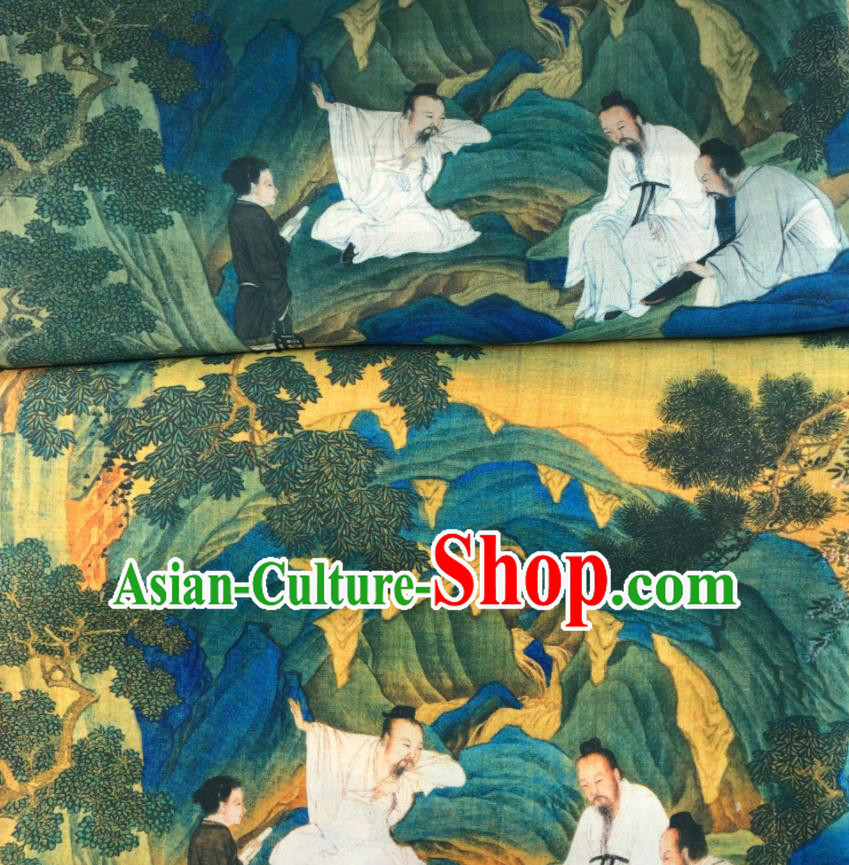 Chinese Traditional Classical Immortals Pattern Flax Fabric Silk Fabric Hanfu Dress Material Chinese Traditional Classical Immortals Pattern Flax Fabric Silk Fabric Hanfu Dress Material