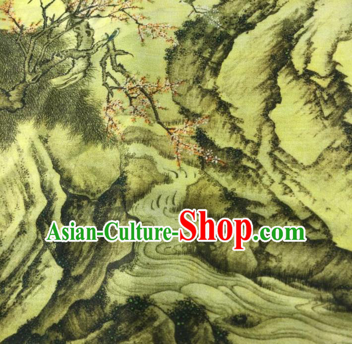 Chinese Traditional Classical Peach Blossom Pattern Green Flax Fabric Silk Fabric Hanfu Dress Material Chinese Traditional Classical Peach Blossom Pattern Green Flax Fabric Silk Fabric Hanfu Dress Material