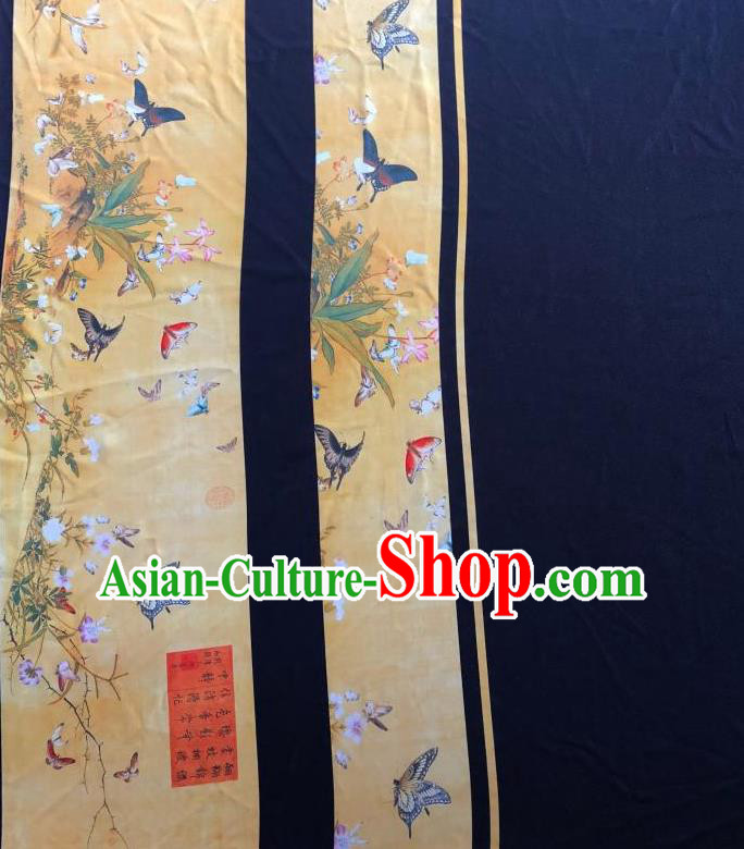 Chinese Traditional Classical Butterfly Flowers Pattern Ginger Flax Fabric Silk Fabric Hanfu Dress Material Chinese Traditional Classical Butterfly Flowers Pattern Ginger Flax Fabric Silk Fabric Hanfu Dress Material