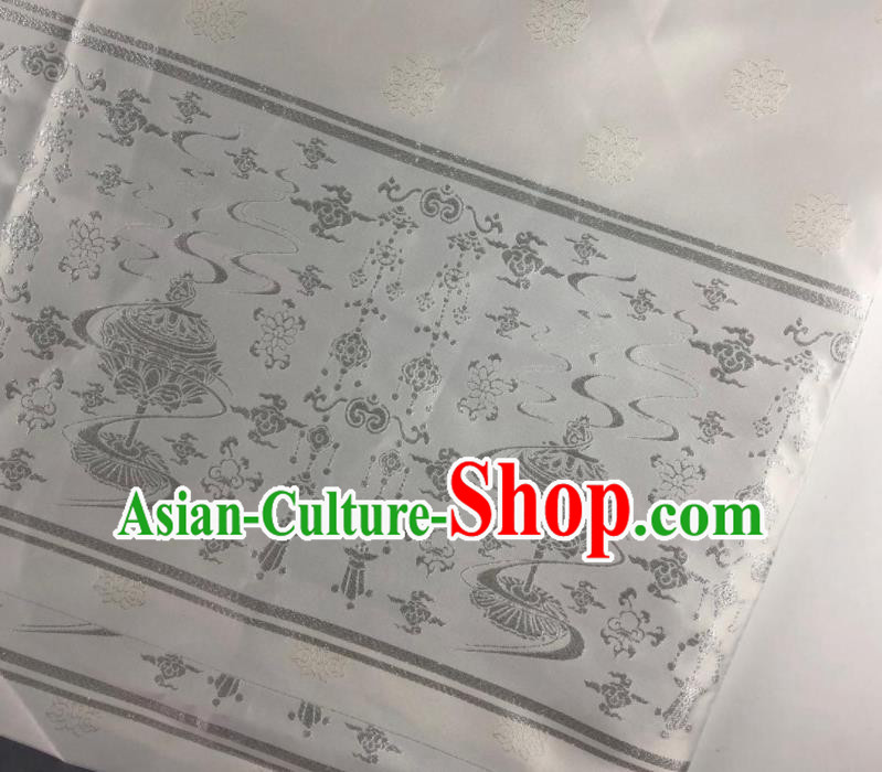 Chinese Traditional Censer Pattern White Brocade Hanfu Fabric Silk Fabric Hanfu Dress Material Chinese Traditional Censer Pattern White Brocade Hanfu Fabric Silk Fabric Hanfu Dress Material