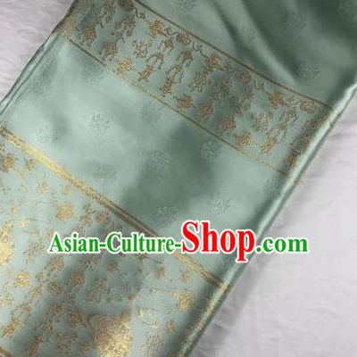 Chinese Traditional Censer Pattern Light Green Brocade Hanfu Fabric Silk Fabric Hanfu Dress Material