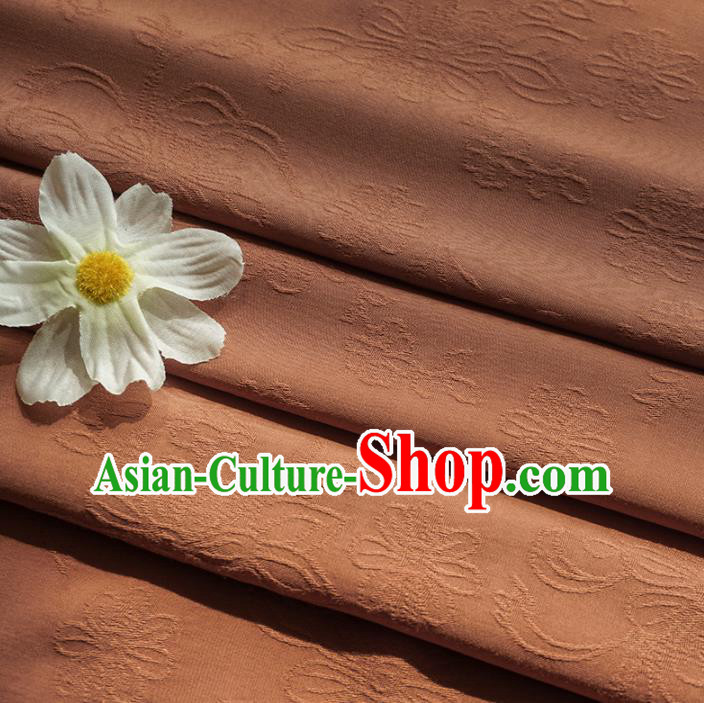 Chinese Traditional Classical Flowers Pattern Brown Cotton Fabric Imitation Silk Fabric Hanfu Dress Material