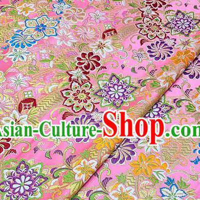 Japanese Traditional Pattern Kimono Pink Brocade Fabric Tapestry Satin Fabric Nishijin Material