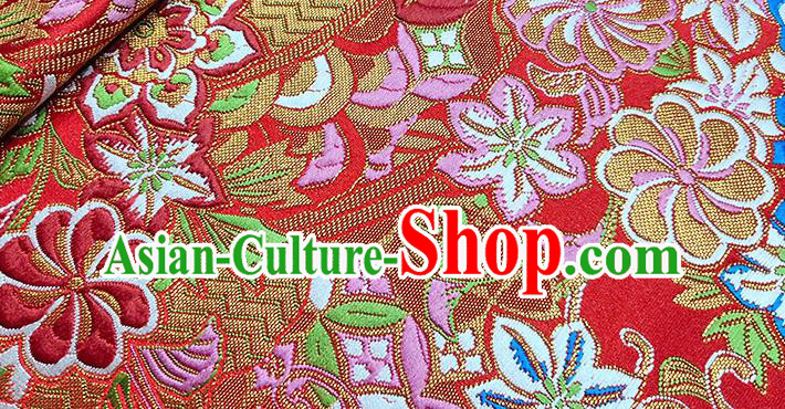 Japanese Traditional Pattern Atrovirens Kimono Red Brocade Fabric Tapestry Satin Fabric Nishijin Material Japanese Traditional Pattern Atrovirens Kimono Red Brocade Fabric Tapestry Satin Fabric Nishijin Material