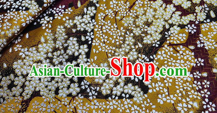Japanese Traditional Sakura Pattern Kimono Ginger Brocade Fabric Tapestry Satin Fabric Nishijin Material Japanese Traditional Sakura Pattern Kimono Ginger Brocade Fabric Tapestry Satin Fabric Nishijin Material