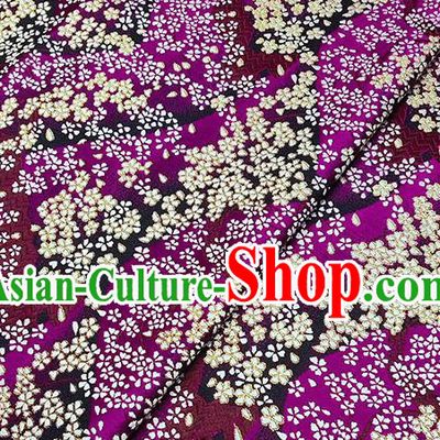 Japanese Traditional Sakura Pattern Kimono Amaranth Brocade Fabric Tapestry Satin Fabric Nishijin Material