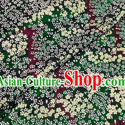 Japanese Traditional Sakura Pattern Kimono Green Brocade Fabric Tapestry Satin Fabric Nishijin Material