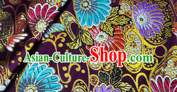 Japanese Traditional Sunflowers Pattern Kimono Fuchsia Brocade Fabric Tapestry Satin Fabric Nishijin Material Japanese Traditional Sunflowers Pattern Kimono Fuchsia Brocade Fabric Tapestry Satin Fabric Nishijin Material