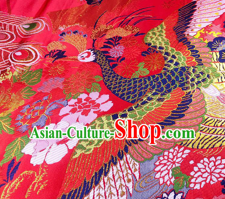 Chinese Traditional Classical Phoenix Pattern Red Brocade Fabric Silk Satin Fabric Hanfu Dress Material Chinese Traditional Classical Phoenix Pattern Red Brocade Fabric Silk Satin Fabric Hanfu Dress Material