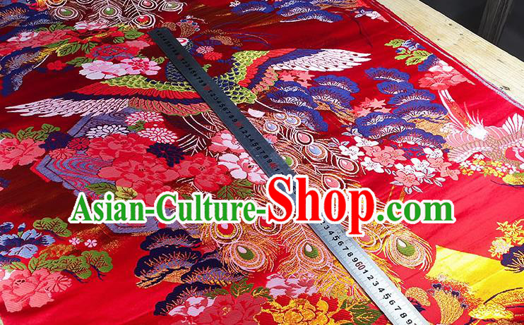 Chinese Traditional Classical Phoenix Pattern Red Brocade Fabric Silk Satin Fabric Hanfu Dress Material Chinese Traditional Classical Phoenix Pattern Red Brocade Fabric Silk Satin Fabric Hanfu Dress Material