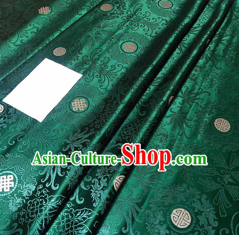 Chinese Traditional Classical Pattern Deep Green Brocade Fabric Silk Satin Fabric Tang Suit Material Chinese Traditional Classical Pattern Deep Green Brocade Fabric Silk Satin Fabric Tang Suit Material