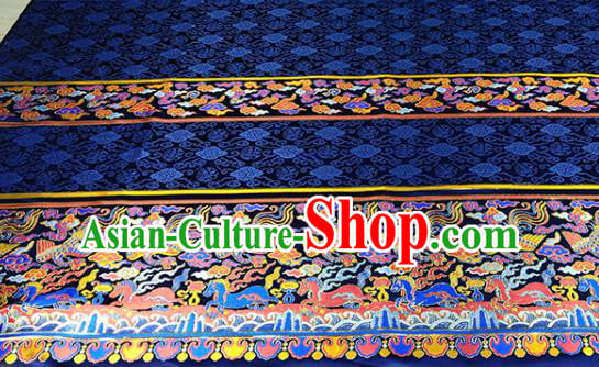 Chinese Traditional Phoenix Horse Pattern Navy Brocade Fabric Silk Satin Fabric Hanfu Material Chinese Traditional Phoenix Horse Pattern Navy Brocade Fabric Silk Satin Fabric Hanfu Material
