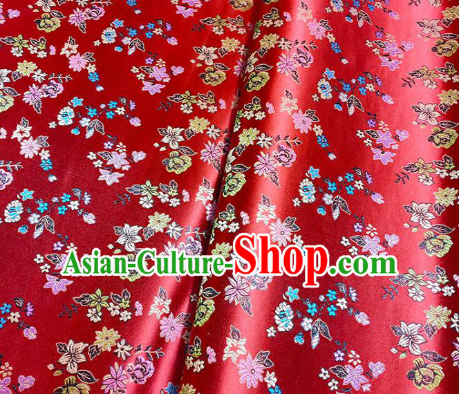Chinese Traditional Flowers Pattern Red Brocade Fabric Silk Satin Fabric Hanfu Material Chinese Traditional Flowers Pattern Red Brocade Fabric Silk Satin Fabric Hanfu Material