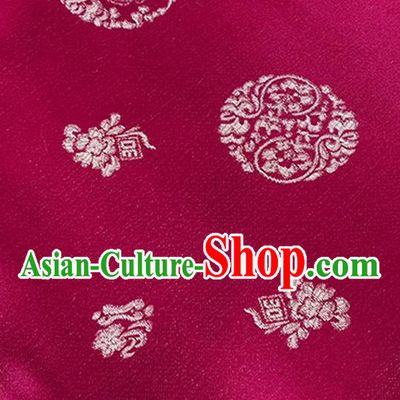 Chinese Traditional Pattern Wine Red Brocade Fabric Silk Satin Fabric Hanfu Material