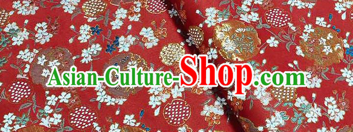 Japanese Traditional Carnations Pattern Kimono Red Brocade Fabric Tapestry Satin Fabric Nishijin Material Japanese Traditional Carnations Pattern Kimono Red Brocade Fabric Tapestry Satin Fabric Nishijin Material