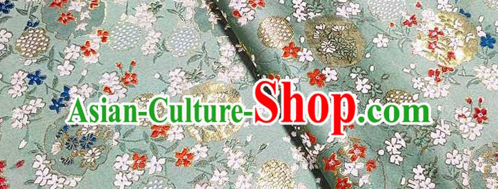 Japanese Traditional Carnations Pattern Kimono Light Green Brocade Fabric Tapestry Satin Fabric Nishijin Material Japanese Traditional Carnations Pattern Kimono Light Green Brocade Fabric Tapestry Satin Fabric Nishijin Material