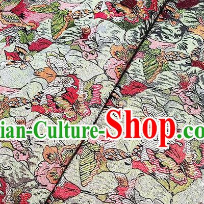 Japanese Traditional Pink Butterfly Pattern Kimono Brocade Fabric Tapestry Satin Fabric Nishijin Material